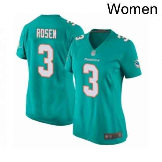 Womens Miami Dolphins 3 Josh Rosen Game Aqua Green Team Color Football Jersey